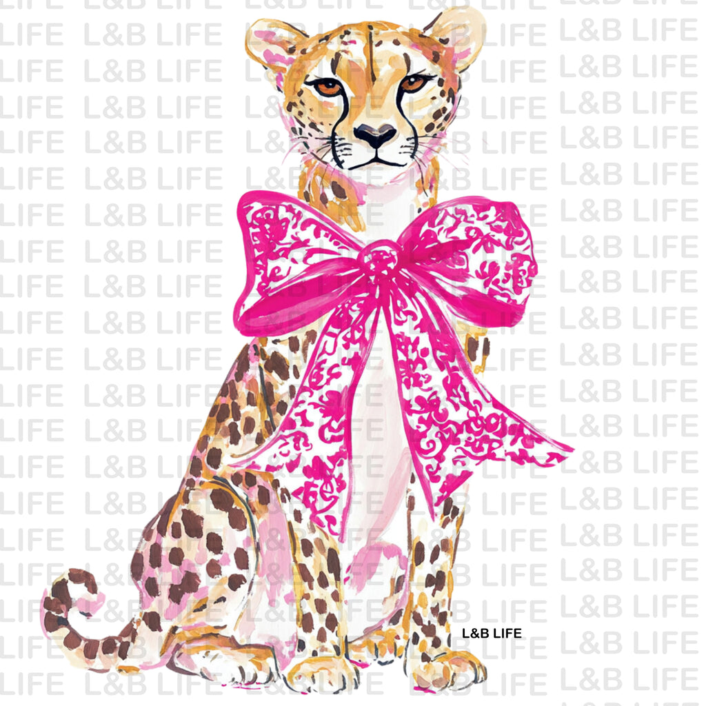 PINK FLORAL BOW CHEETAH