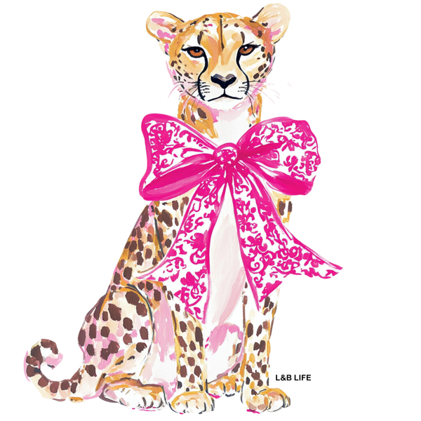 PINK FLORAL BOW CHEETAH