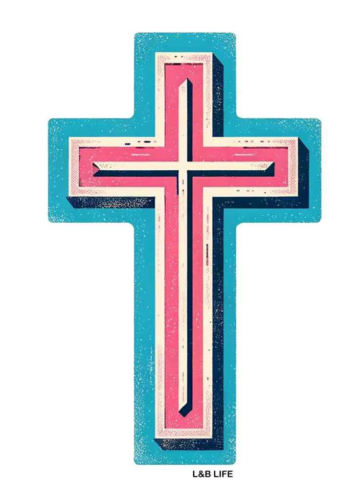 PINK/TURQUOISE CROSS ( FRONT )