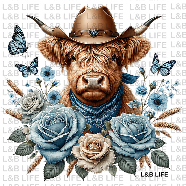 BLUE BUTTERFLIES COW