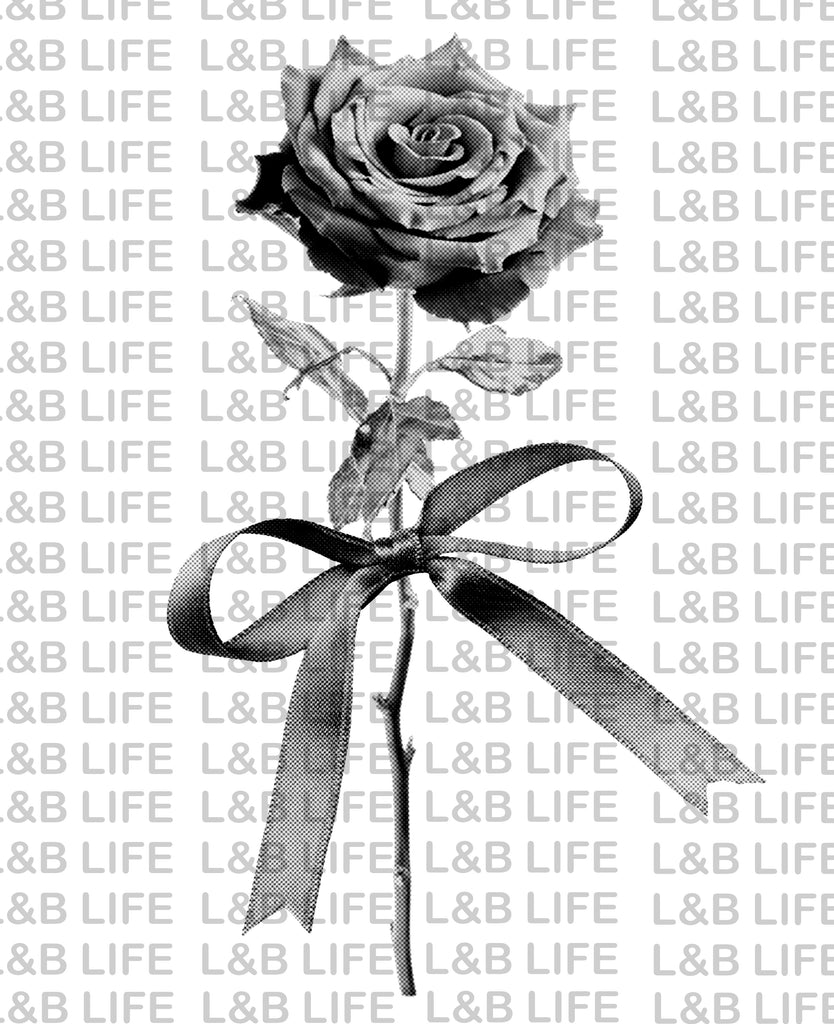 WHITE AND BLACK BOW ROSE