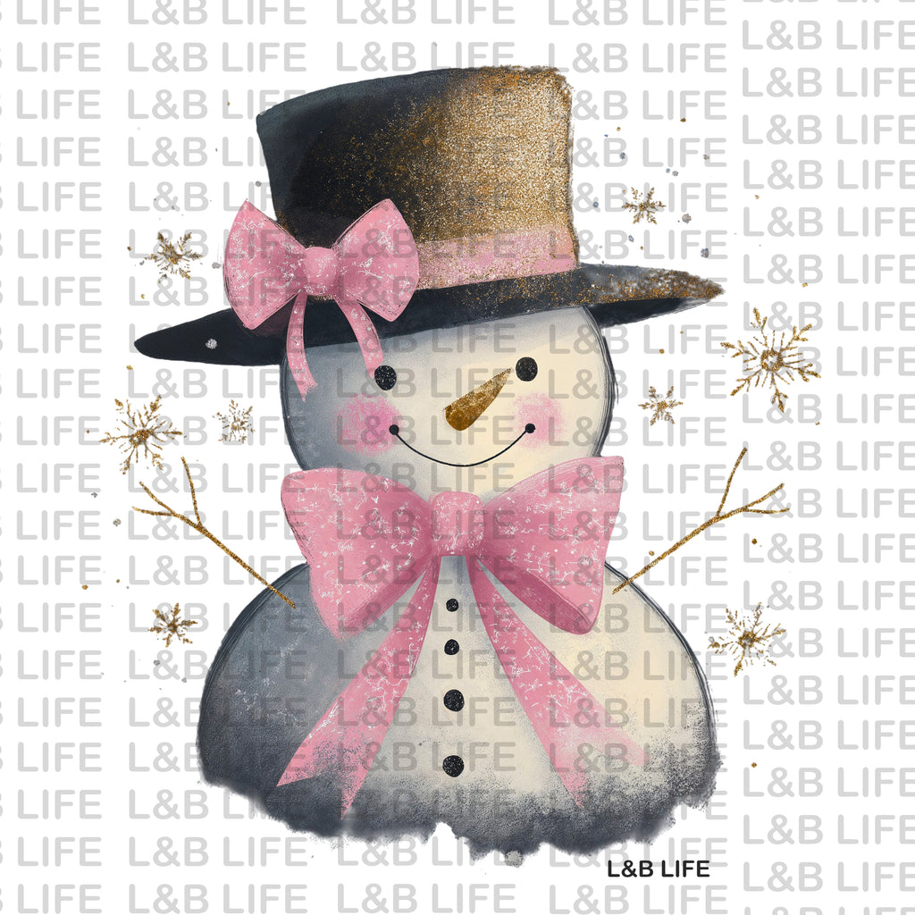 PINK BOW SNOWMAN
