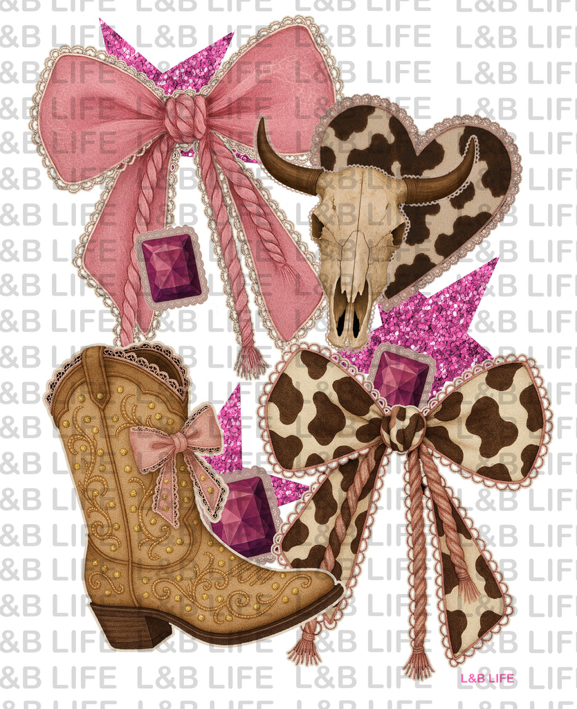 COWHIDE HEART BOW