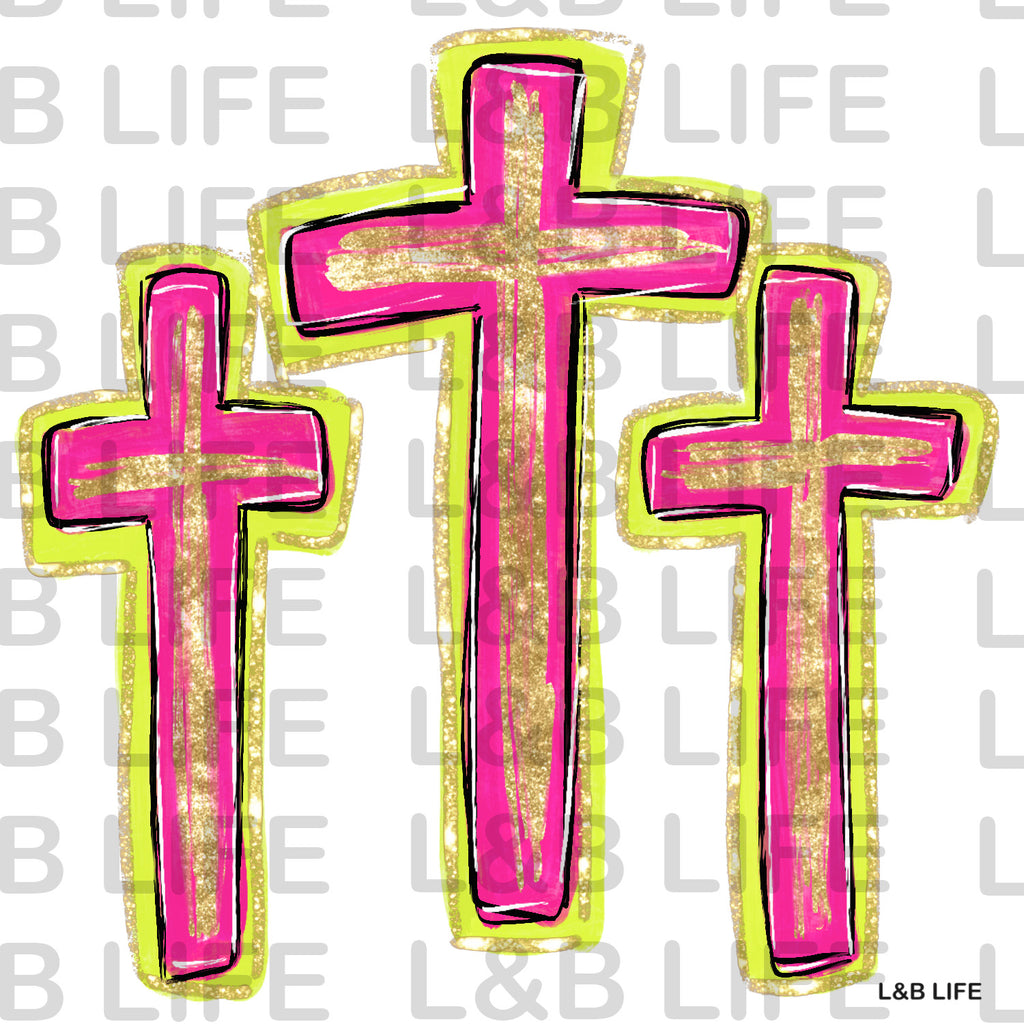 3 PINK CROSSES