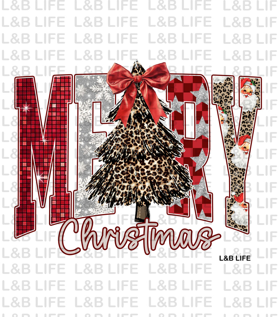 MERRY CHRISTMAS LEO RED BOW TREE