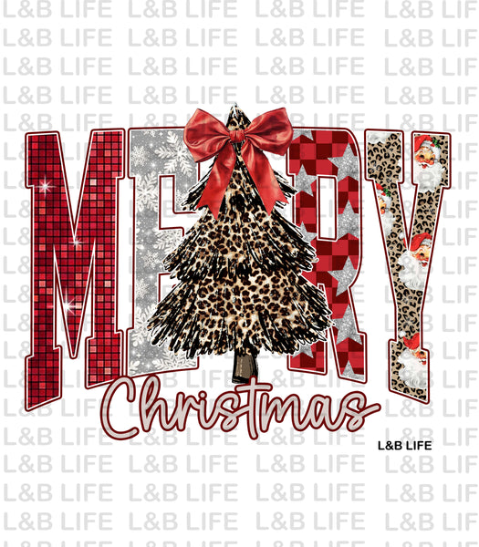 MERRY CHRISTMAS LEO RED BOW TREE