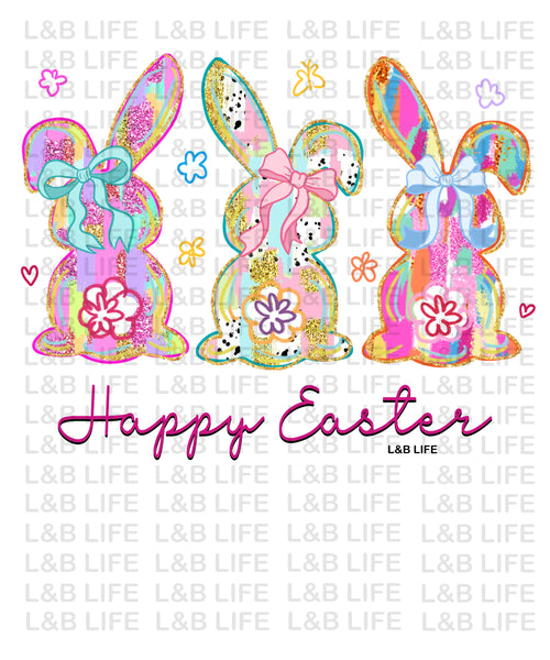 HAPPY EASTER 3 BUNNIES