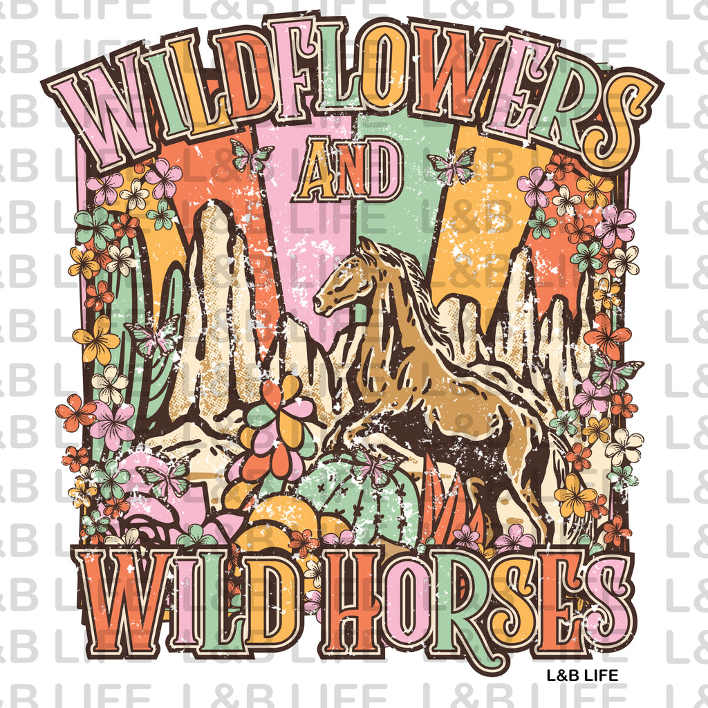 WILD FLOWER AND WILD HORSES