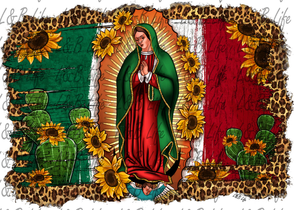 VIRGIN MARY SUNFLOWERS FLAG