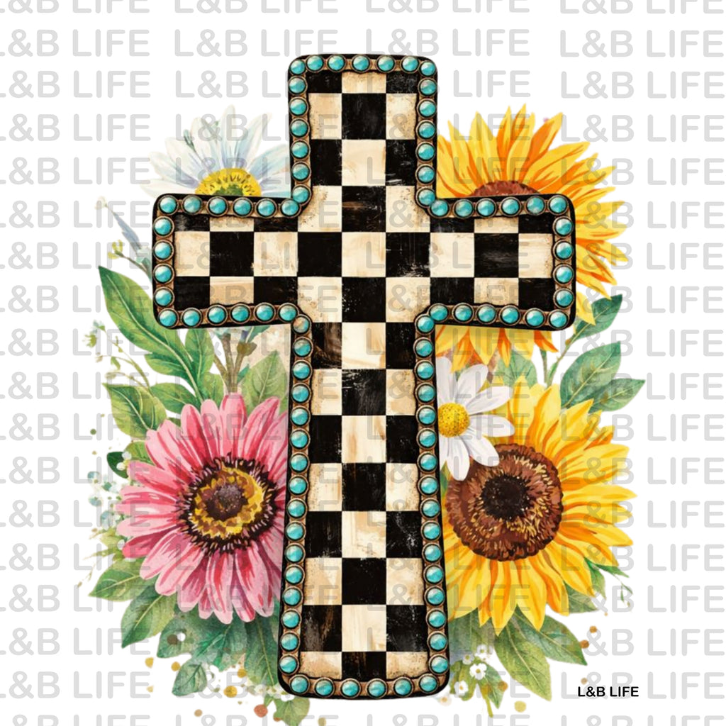 CHECKER FLORAL CROSS