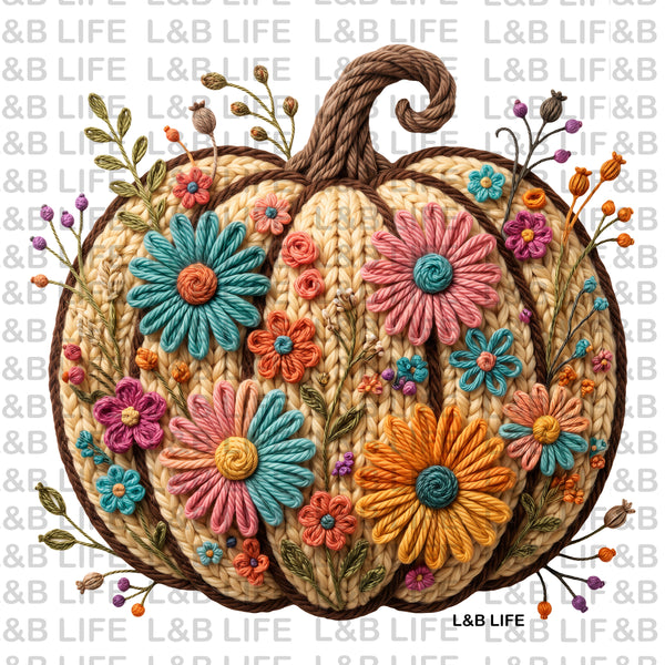 YARN FLOWER PUMPKIN