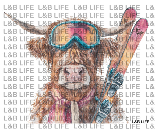 SKI DAY HIGHLAND COW