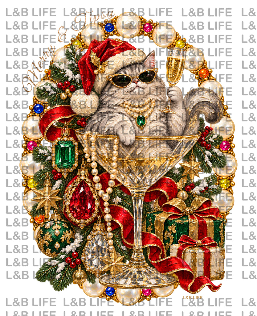 MERRY & BRIGHT MARTINI CAT