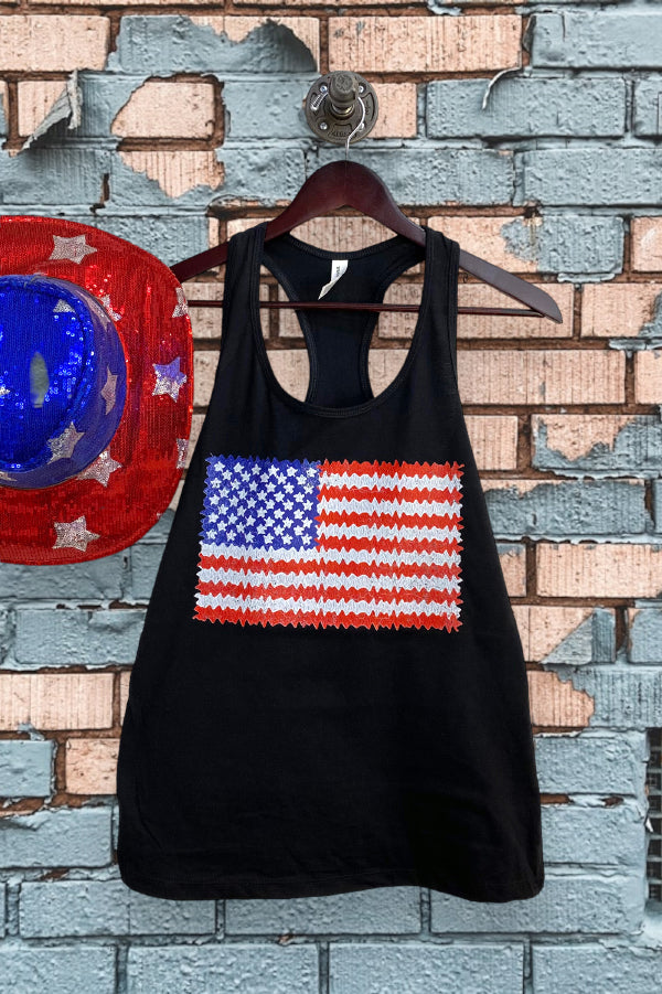 BC TANK DTF AMERICAN FLAG - BLACK