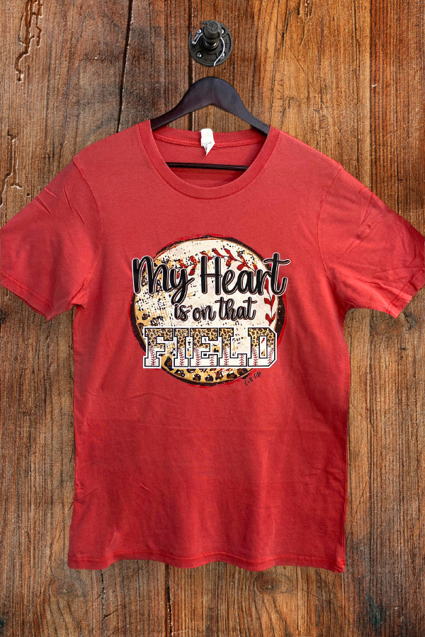 LBL DTF BASEBALL MY HEART IS ON FIELD - RED