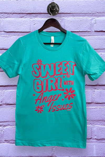 BC DTF SWEET GIRL WITH ANGER ISSUES - TURQUOISE