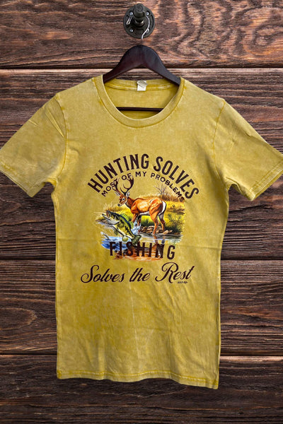 LBL WASH DTF HUNTING SOLVES MY PROBLEMS - WASHED MUSTARD