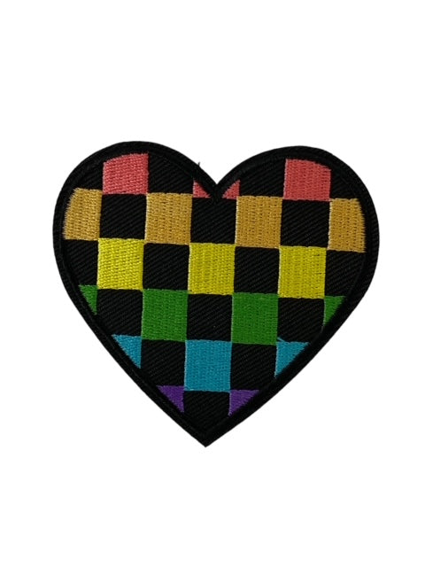 COLORFUL CHECKERS HEART HAT PATCH