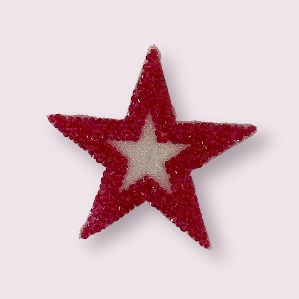 RED CLEAR STAR HAT PATCH