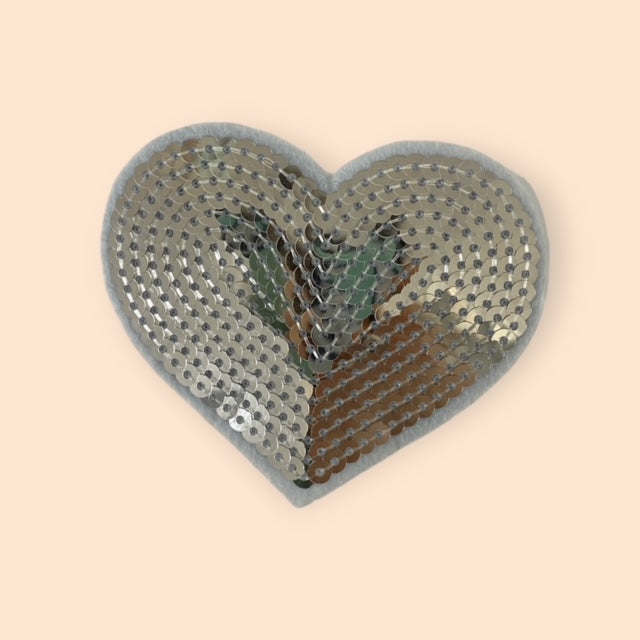 SILVER HEART HAT PATCH