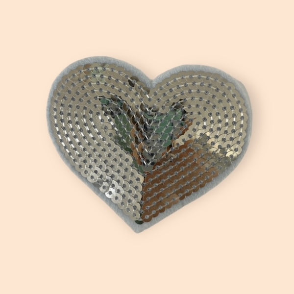 SILVER HEART HAT PATCH
