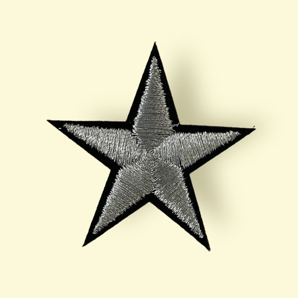 SILVER STAR HAT PATCH