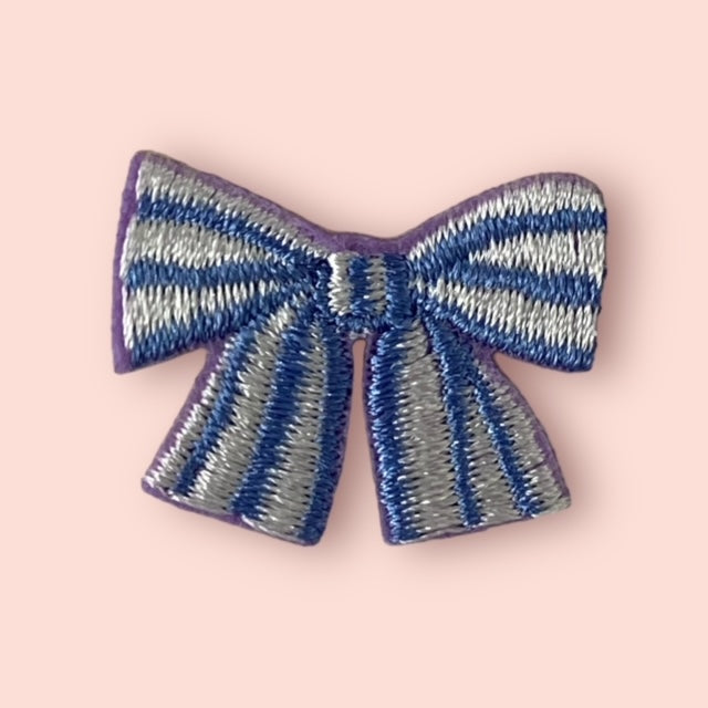 BLUE STRIPE BOW HAT PATCH