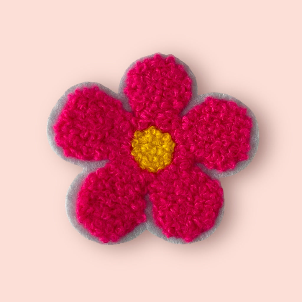 HOT PINK FLOWER HAT PATCH