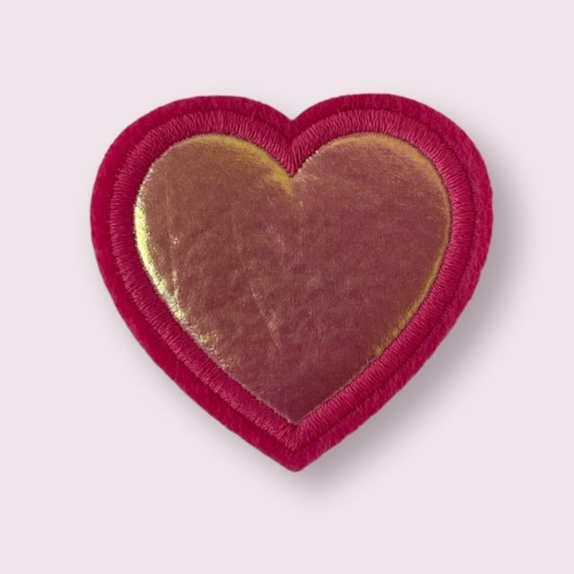 HOT PINK HEART HAT PATCH