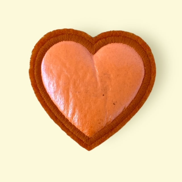 ORANGE HEART HAT PATCH