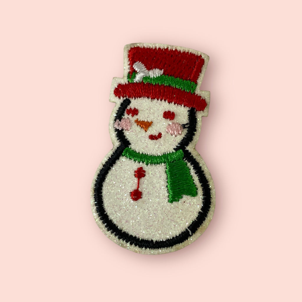 GLITTER SNOWMAN HAT PATCH