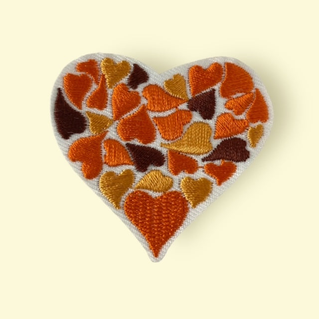 ORANGE HEART HAT PATCH