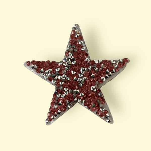 PINK RHINESTONE STAR HAT PATCH