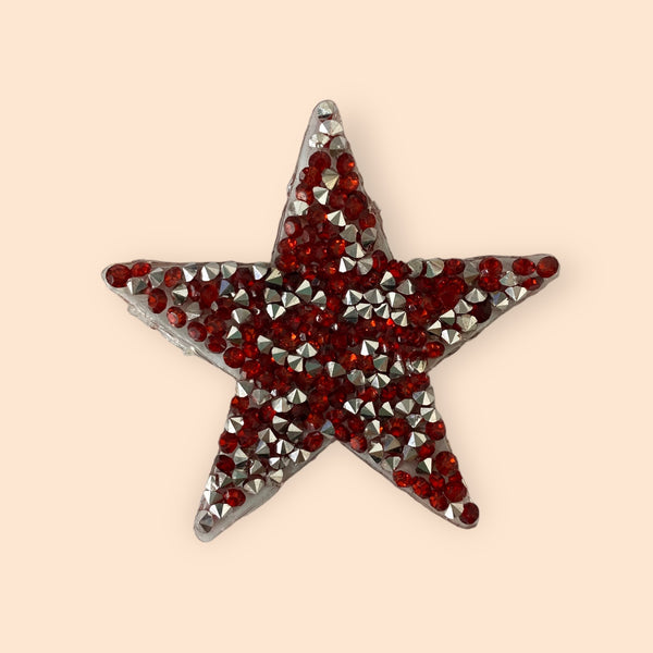 RED RHINESTONE STAR HAT PATCH