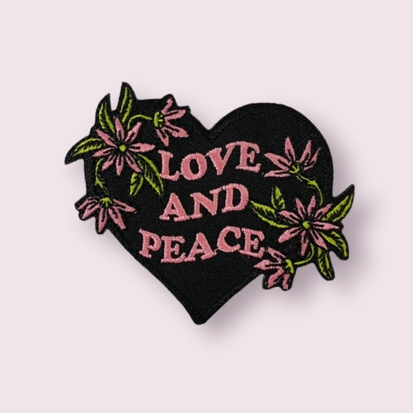 LOVE AND PEACE HEART HAT PATCH