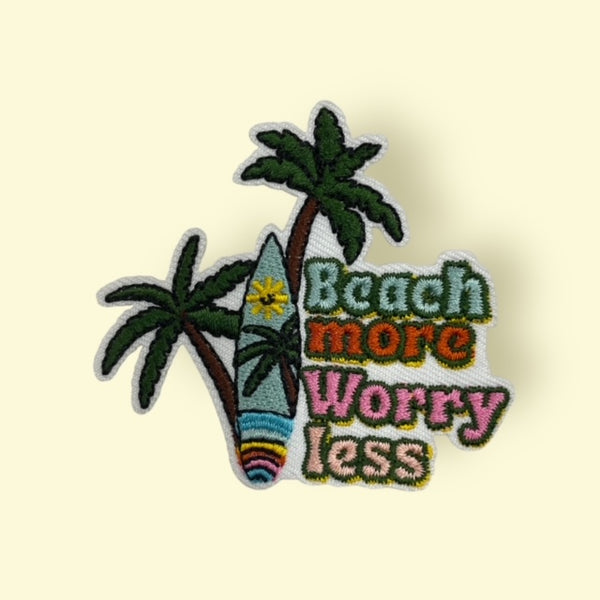 BEACH MORE WORRY LESS HAT PATCH