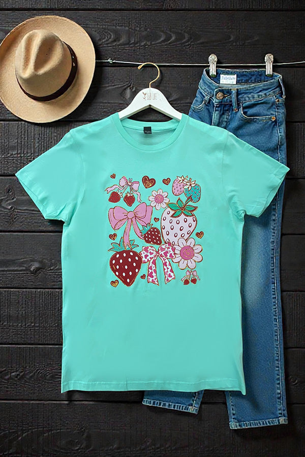 LF DTF BOW STARWBERRIES - MINT