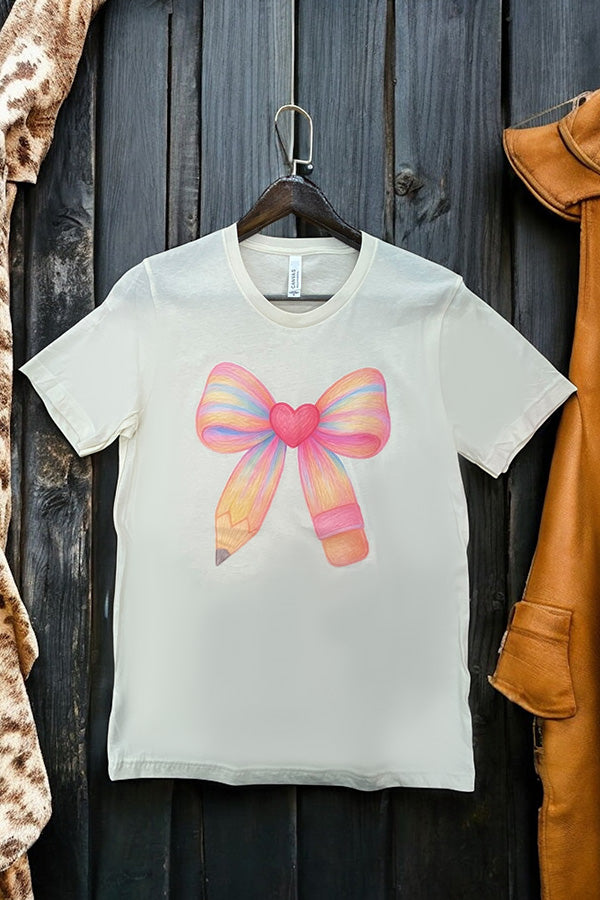 BC DTF HEART BOW PENCIL - CREAM