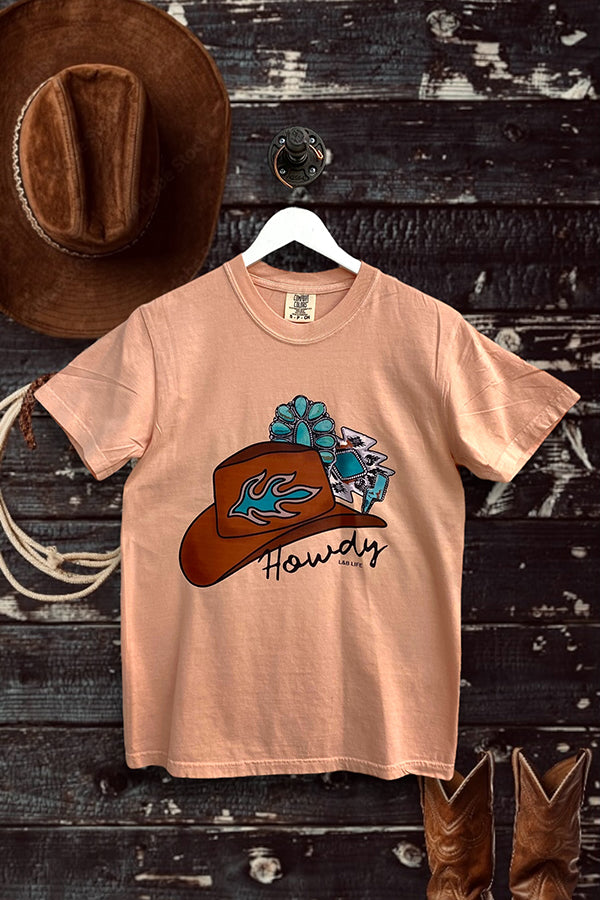 CC DTF HOWDY TURQ HAT - PEACHY