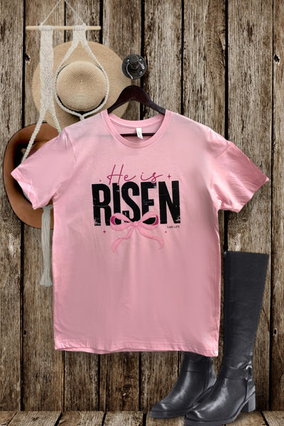 BC DTF HE IS RISEN BOW - PINK