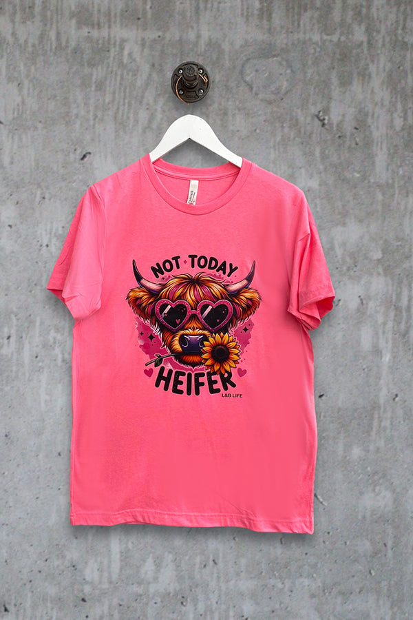 BC DTF NOT TODAY HEIFER - NEON PINK