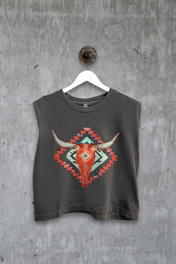 AA CROP DTF AZTEC - CHARCOAL