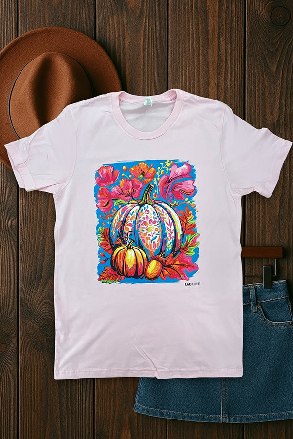 BC DTF FLORAL PUMPKIN - PINK