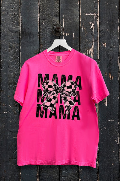 CC DTF MAMA CHECKER BOW - NEON PINK