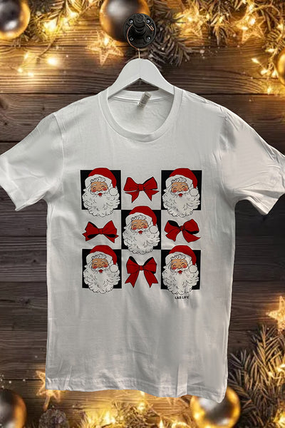 BC DTF RED BOW SANTA - WHITE