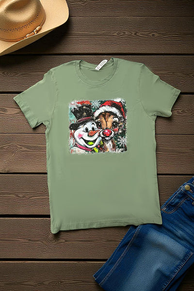 BC DTF SNOWMAN DEER - PINE