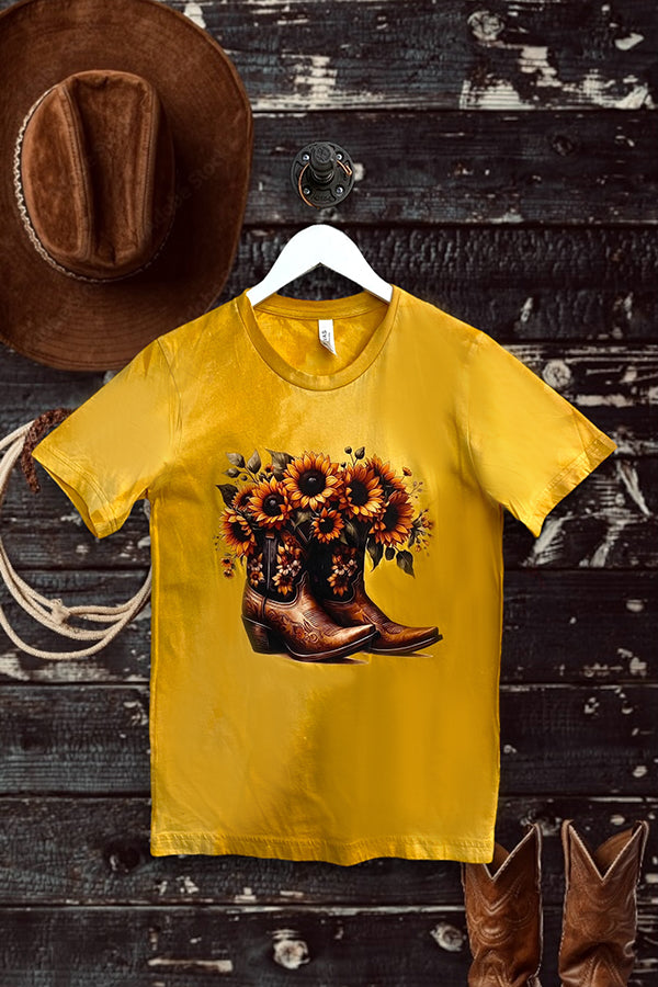 BC BL DTF SUNFLOWER BOOTS - MUSTARD BLEACHED