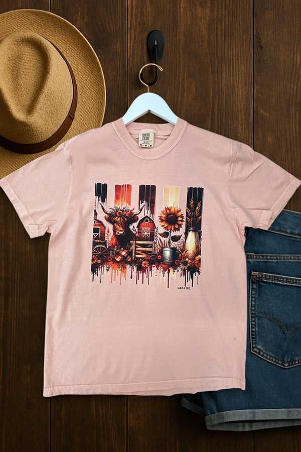 CC DTF SUNFLOWER COW -  PEACH