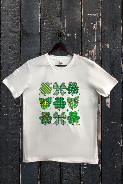 BC DTF BOWS SHAMROCKS - WHITE