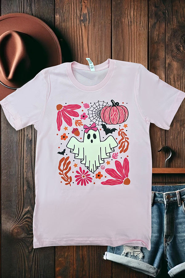 BC DTF FLORAL GHOST BOW - PINK